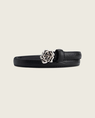 Sailen Lace-up Belt Croco - Black
