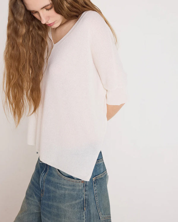 Kate Cashmere V Neck - Cream