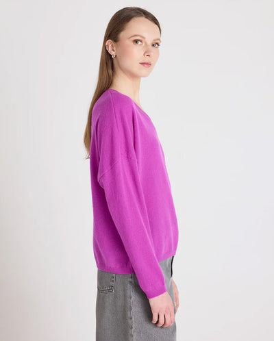 Alicia Cashmere V Neck - Purple Neon