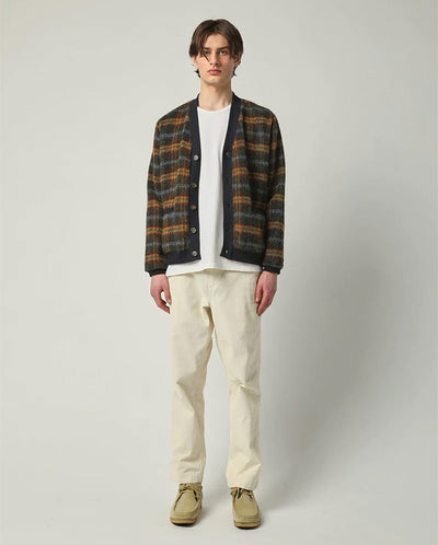 Plaid Alpaca Cardigan Army Plaid