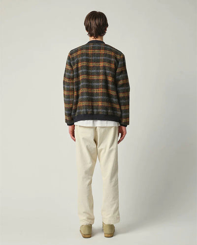 Plaid Alpaca Cardigan Army Plaid