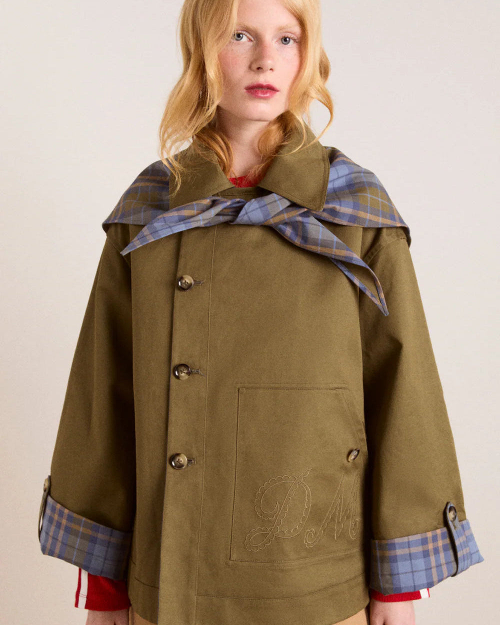 Jerry Crop Trench Coat - Olive