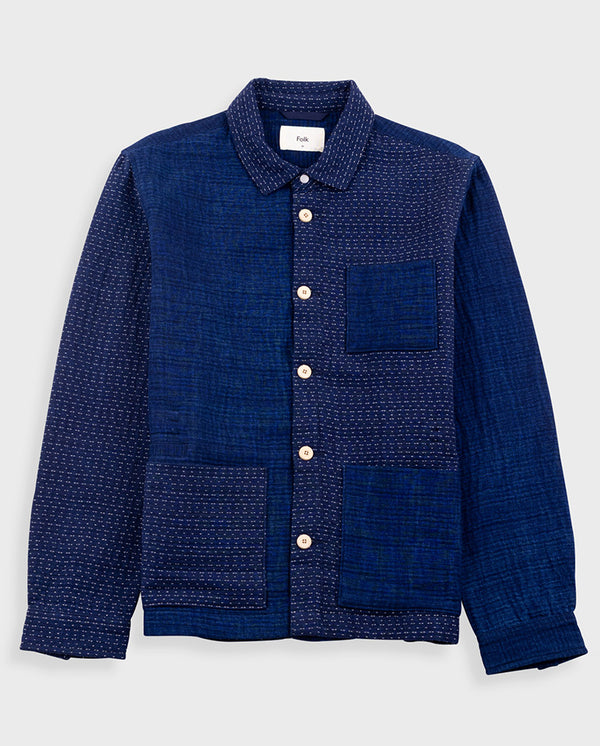 ASSEMBLY JACKET - INDIGO WAFFLE PATCHWORK