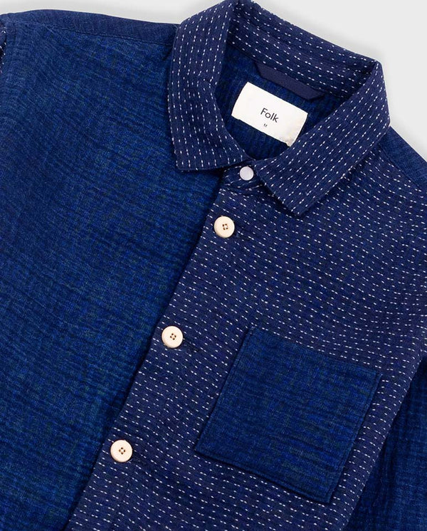 ASSEMBLY JACKET - INDIGO WAFFLE PATCHWORK