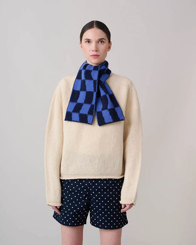 Mini Checkerboard Scarf - Oatmilk