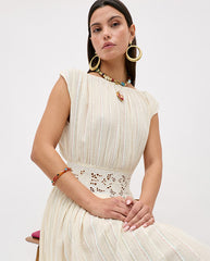 Alayah Lace Embroidery Dress - Cream