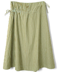 Caspia Volume Midi Skirt - Basil Stripe