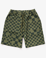Printed Chef Short Olive Checker