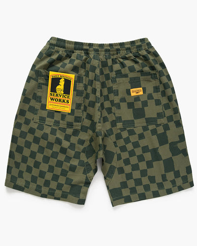 Printed Chef Short Olive Checker
