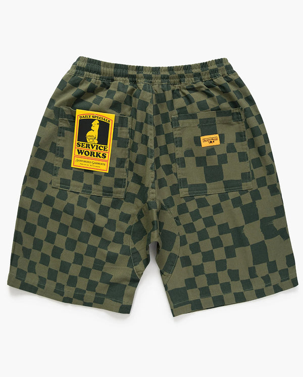 Printed Chef Short Olive Checker