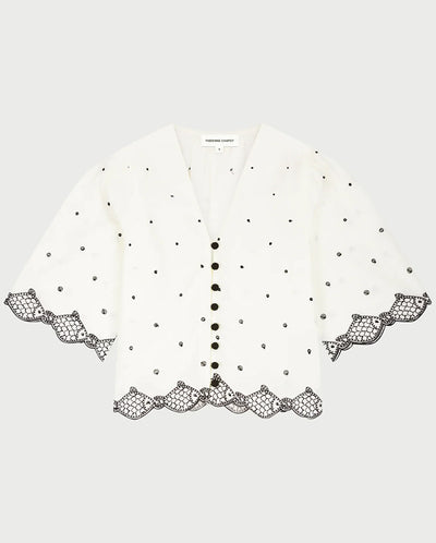 Tylera Blouse - Cosy White/black