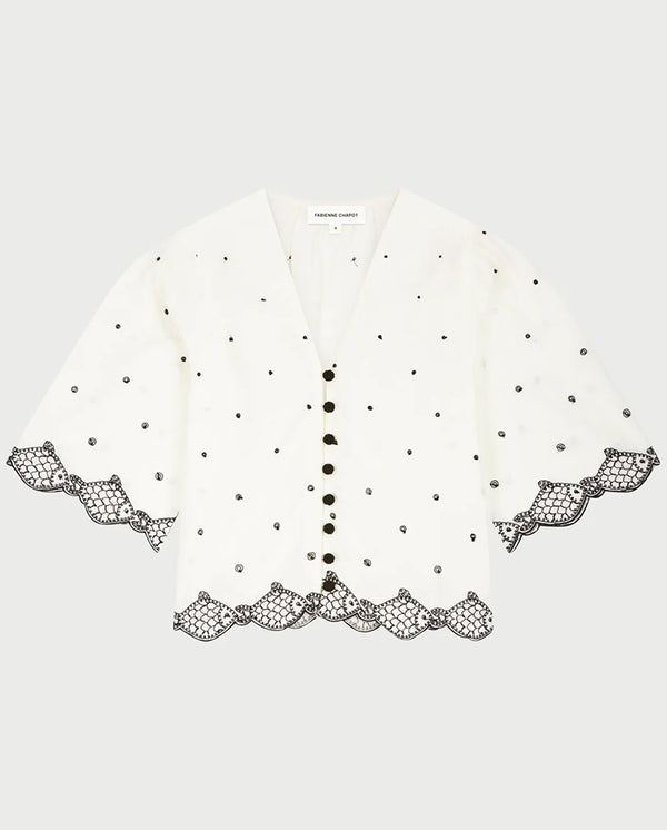 Tylera Blouse - Cosy White/black