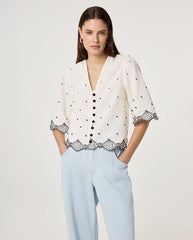 Tylera Blouse - Cosy White/black