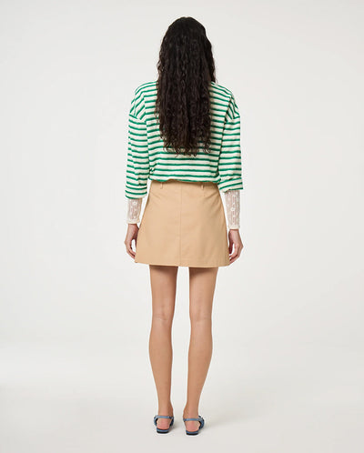Celina Top - White/Green Stripe