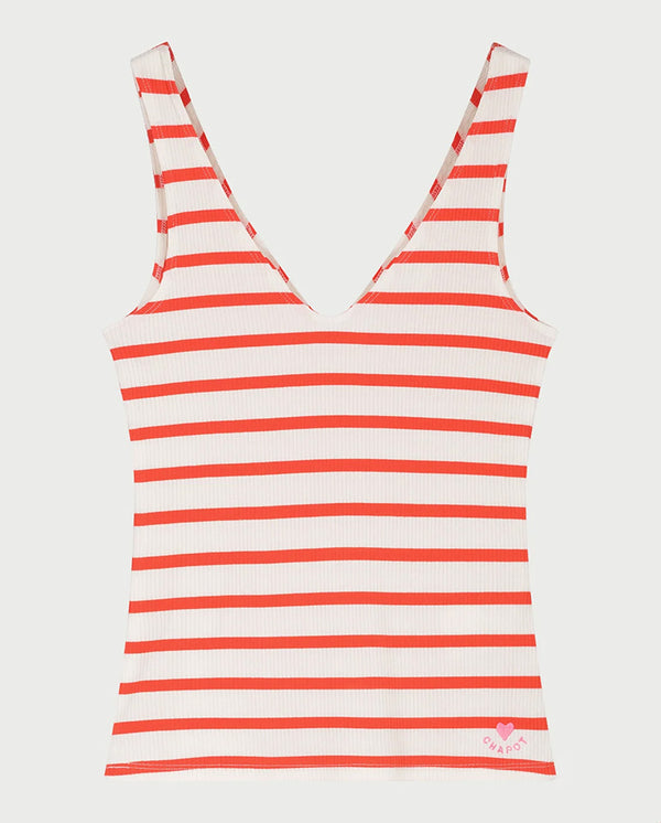 Lena Vest - Cosy White/Tangerine