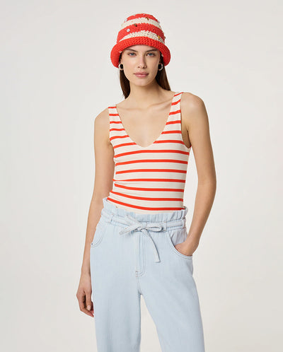 Lena Vest - Cosy White/Tangerine