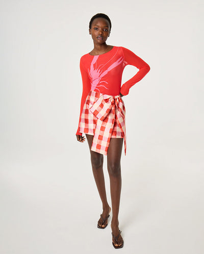 Siona Mesh Top - Red/Pink