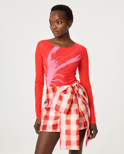 Siona Mesh Top - Red/Pink