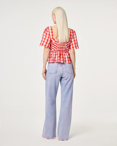Carletta Top - Tangerine /Cosy White Check