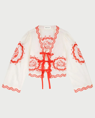 Serviette Tie Top - Cosy White/Red