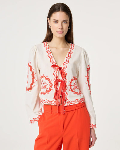 Serviette Tie Top - Cosy White/Red