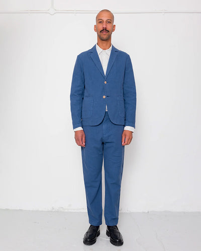 COTTON LINEN BLAZER - WOAD