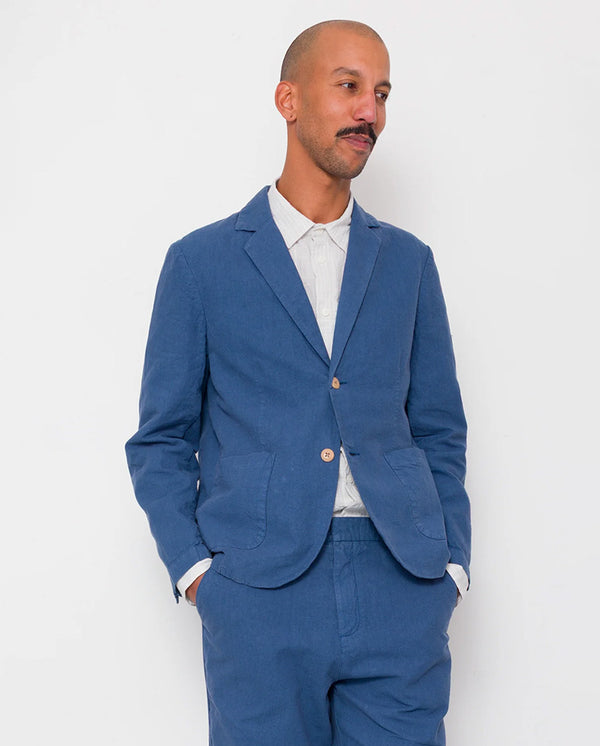 COTTON LINEN BLAZER - WOAD