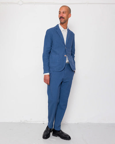 COTTON LINEN BLAZER - WOAD