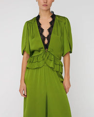 Delicate Tie Band Blouse - Green Flash