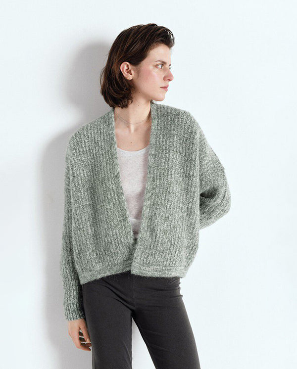 East Chunky Rib Cardi Turtle Melange