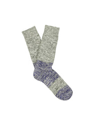 Melange Blend Block Socks - Light Grey / Bright Blue