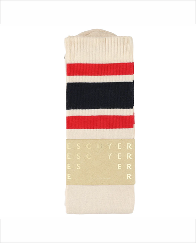 Melange Block Socks - Navy / Red