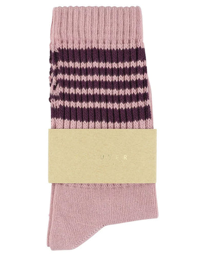 5 Stripes Socks - Pink/Wine