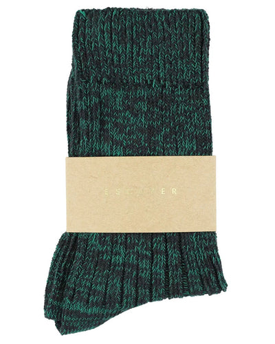 Melange Blend Socks - Off Black/Green Flash