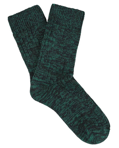 Melange Blend Socks - Off Black/Green Flash
