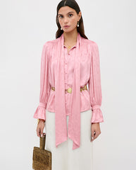 Evanora Floral Jacquard Top - Pink