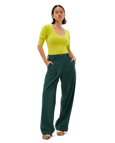 Drapey Melange Loose Trouser Trekking green