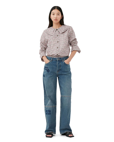 Printed double Collar shirt Frost gray