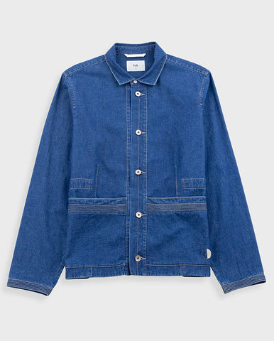 COTTON LINEN BLAZER - WOAD