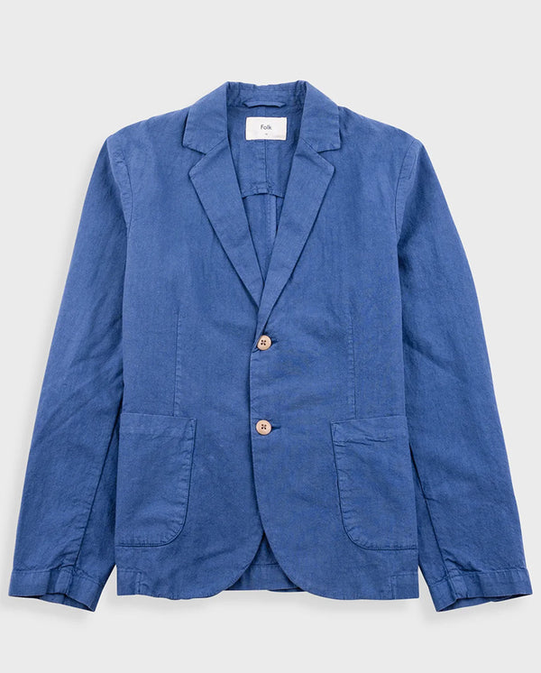 COTTON LINEN BLAZER - WOAD