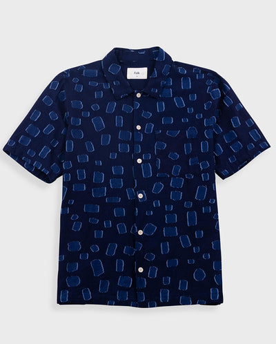 GABE SHIRT - INDIGO IRREGULAR DOT
