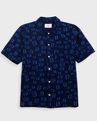 GABE SHIRT - INDIGO IRREGULAR DOT