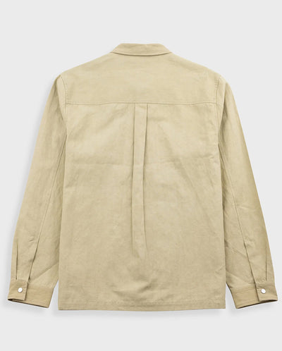 PATCH OVERSHIRT - LIGHT KHAKI SLUB LINEN