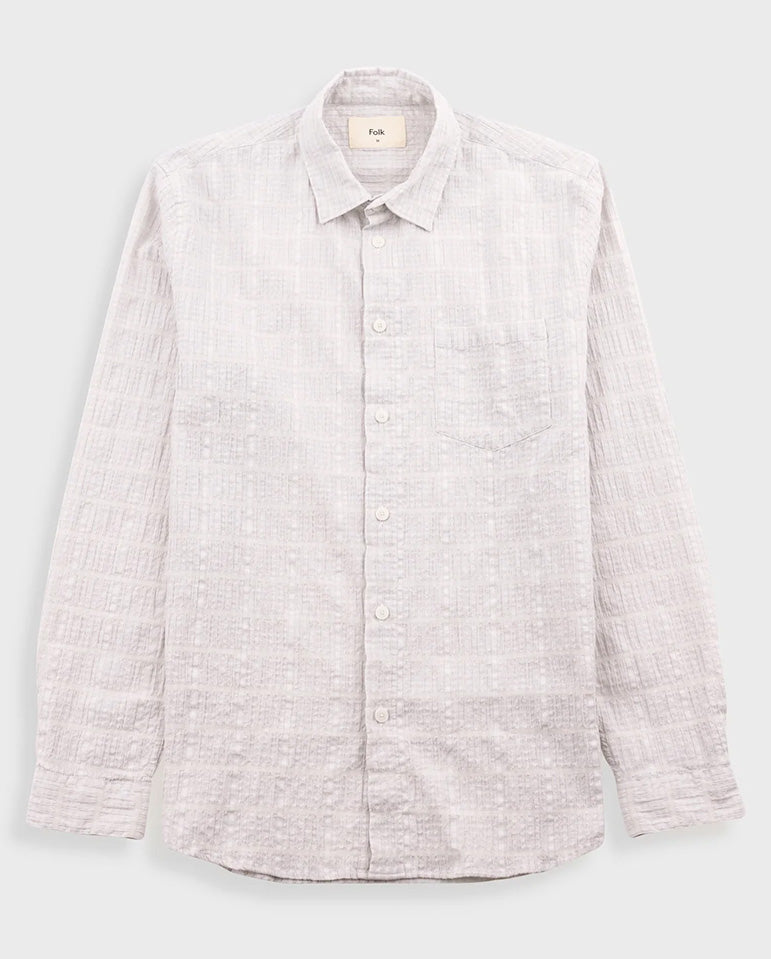RELAXED FIT SHIRT - SILVER TEXTURED CHECK