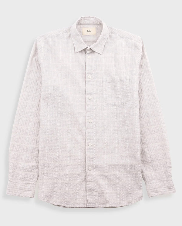 RELAXED FIT SHIRT - SILVER TEXTURED CHECK