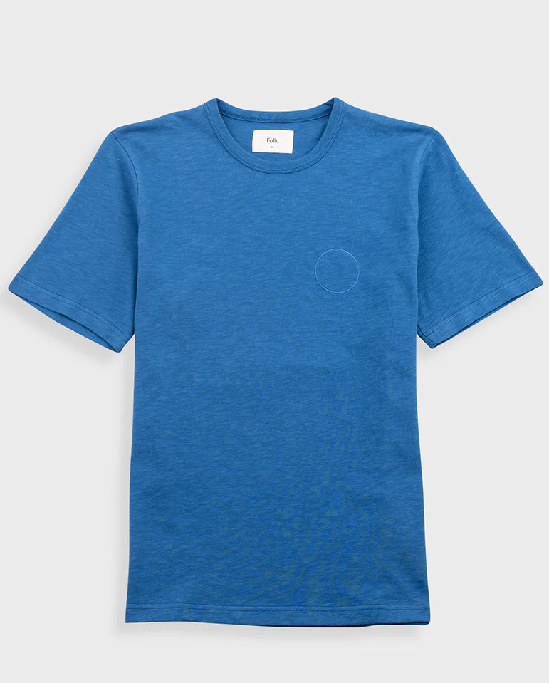 SLUB EMBROIDERED T-SHIRT - SOFT BLUE