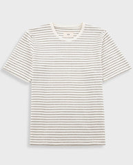 TEXTURED STRIPE T-SHIRT - ECRU / OLIVE