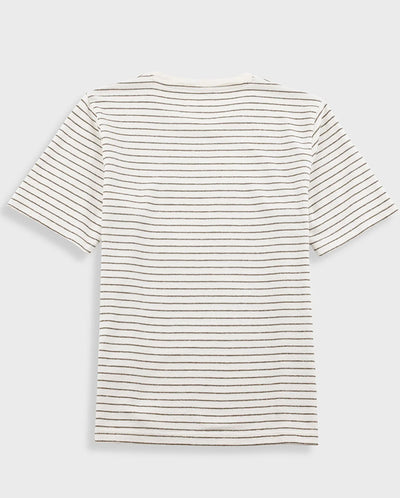 TEXTURED STRIPE T-SHIRT - ECRU / OLIVE