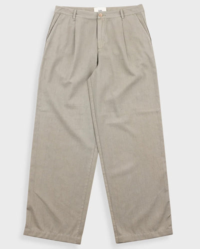 WIDE FIT TROUSER  - SILVER SAGE HERRINGBONE