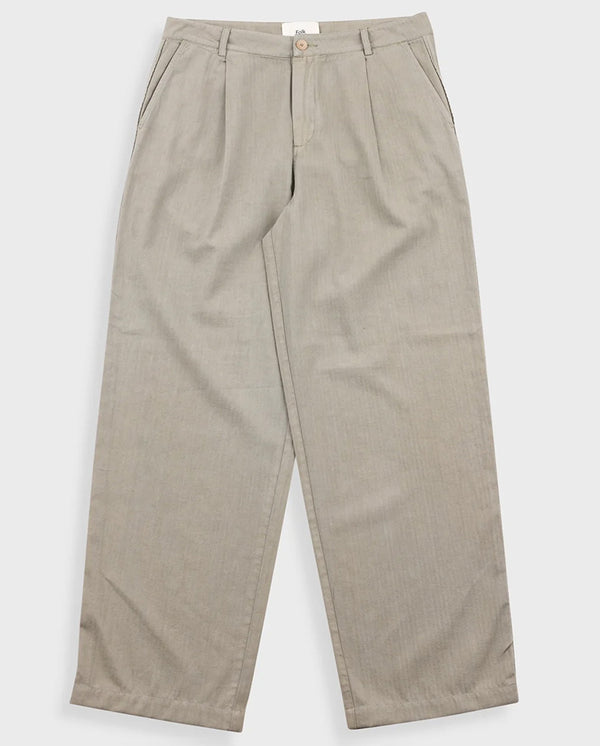 WIDE FIT TROUSER  - SILVER SAGE HERRINGBONE